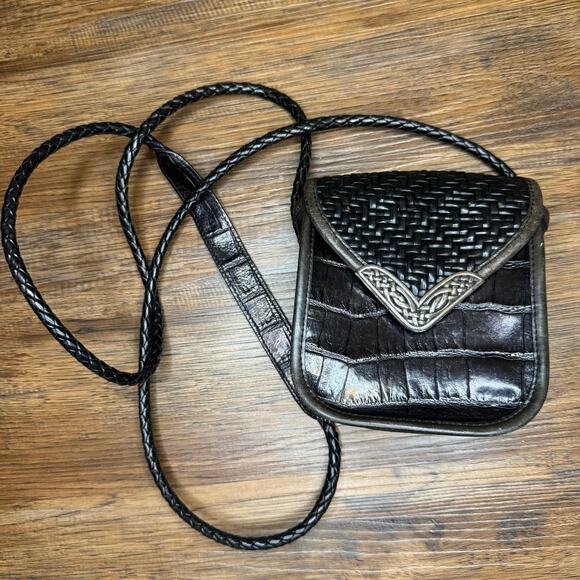 Brighton mini saddle purse woven crossbody leather bag VINTAGE 1995 - Picture 3 of 10